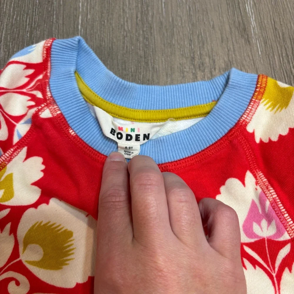 Mini Boden Red Floral Sweatshirt Dress - Picture 4 of 6
